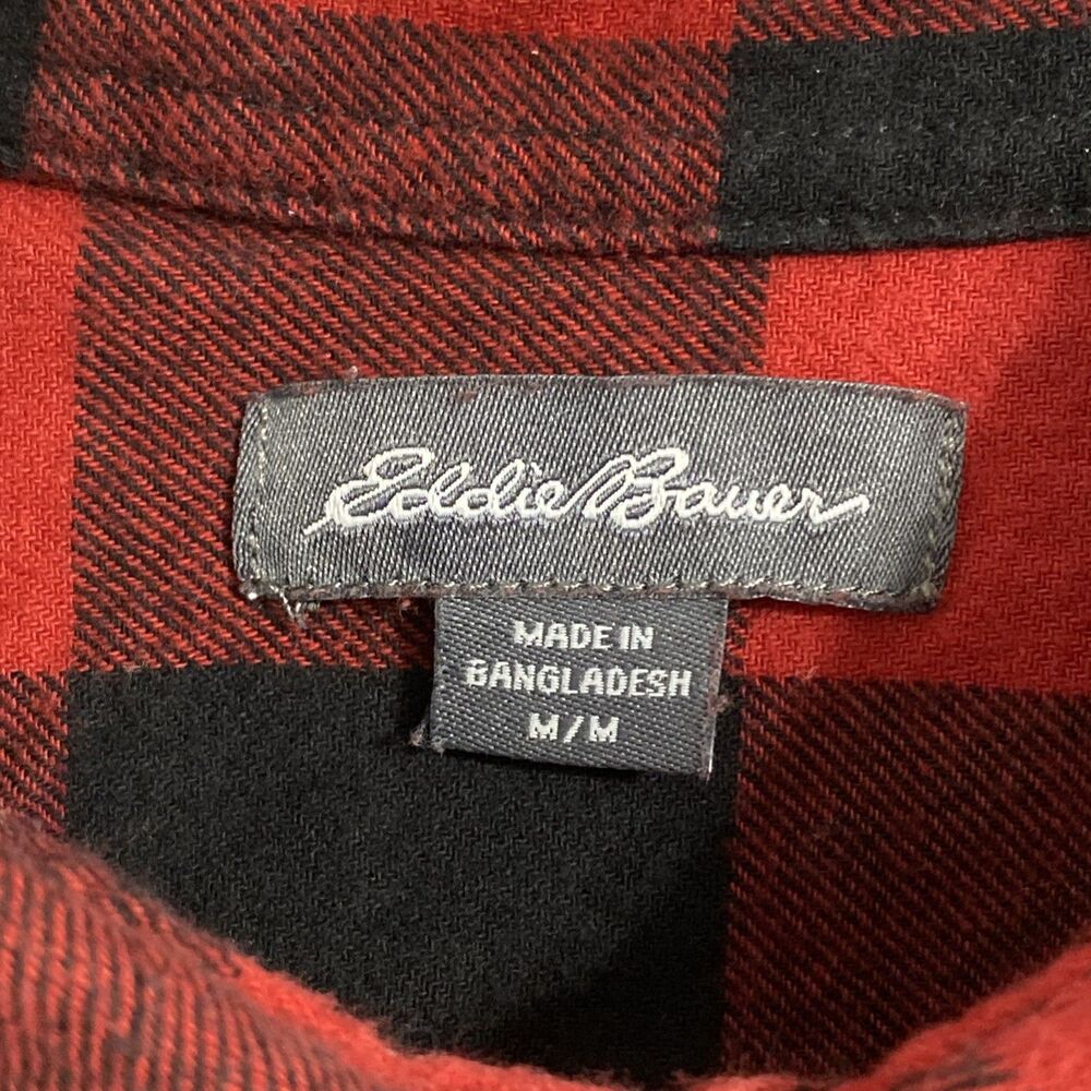 Eddie Bauer Shirt Men’s M Black Red Buffalo Check Plaid Flannel Gorpcore Cozy - Picture 7 of 11